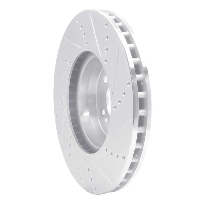 Mercedes-Benz C300 Brake Rotor (1) - Front Left - R1 Concepts - Drilled & Slotted - Silver - `15-`23